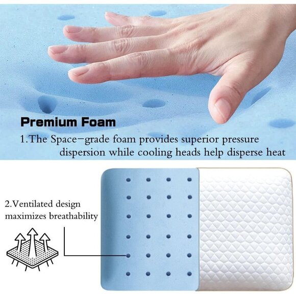 Memory Foam Pillow Standard/Queen Size M, Firm Pillow for Sleeping, Orthopedic - Picture 3 of 6